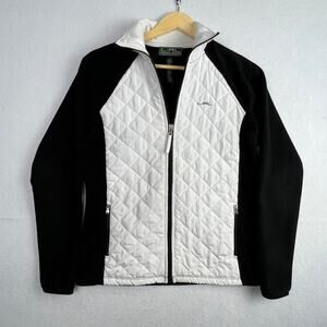 LRL Lauren Ralph Lauren Active Quilted Fleece Full Zip Jacket Black/White Small